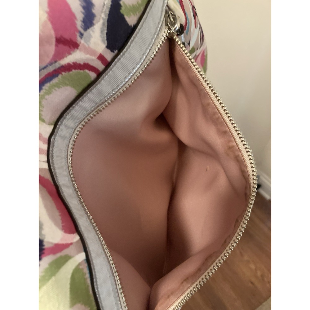 Coach Purse Y2K Poppy Ikat Multi Signature Shoulder Silver Trim Pink Blue‎ 19876 - Picture 5 of 9